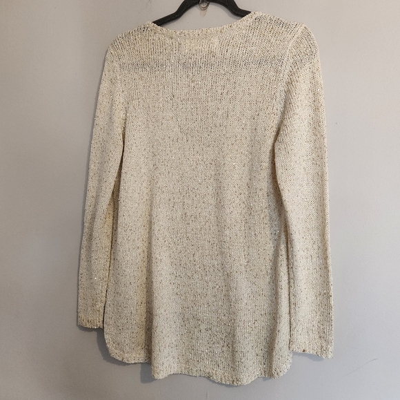 Zara Knit V-Neck Sweater with Gold Shimmer Flecks – Size Large - Picture 4 of 9